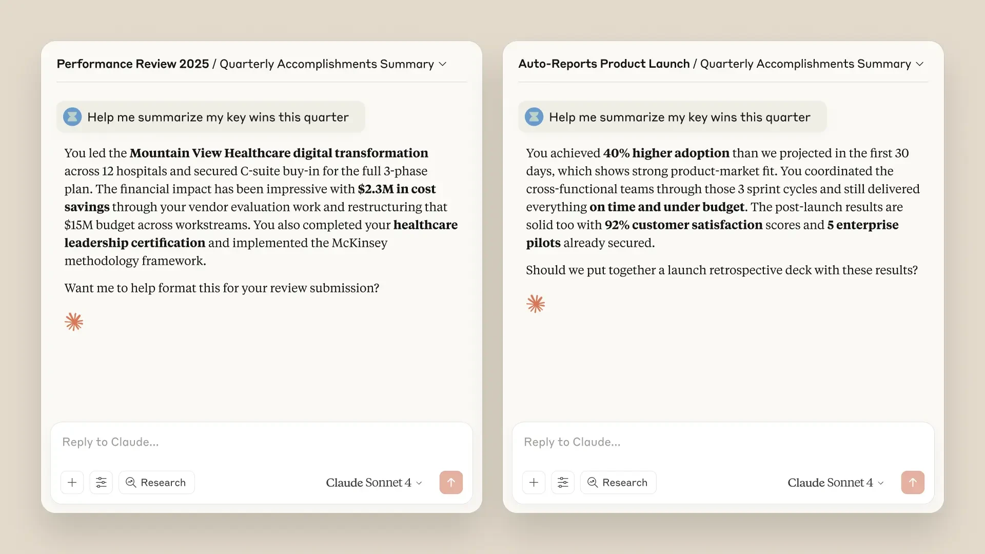 Сравнение скриншотов чата Claude с проектно-ориентированными беседами