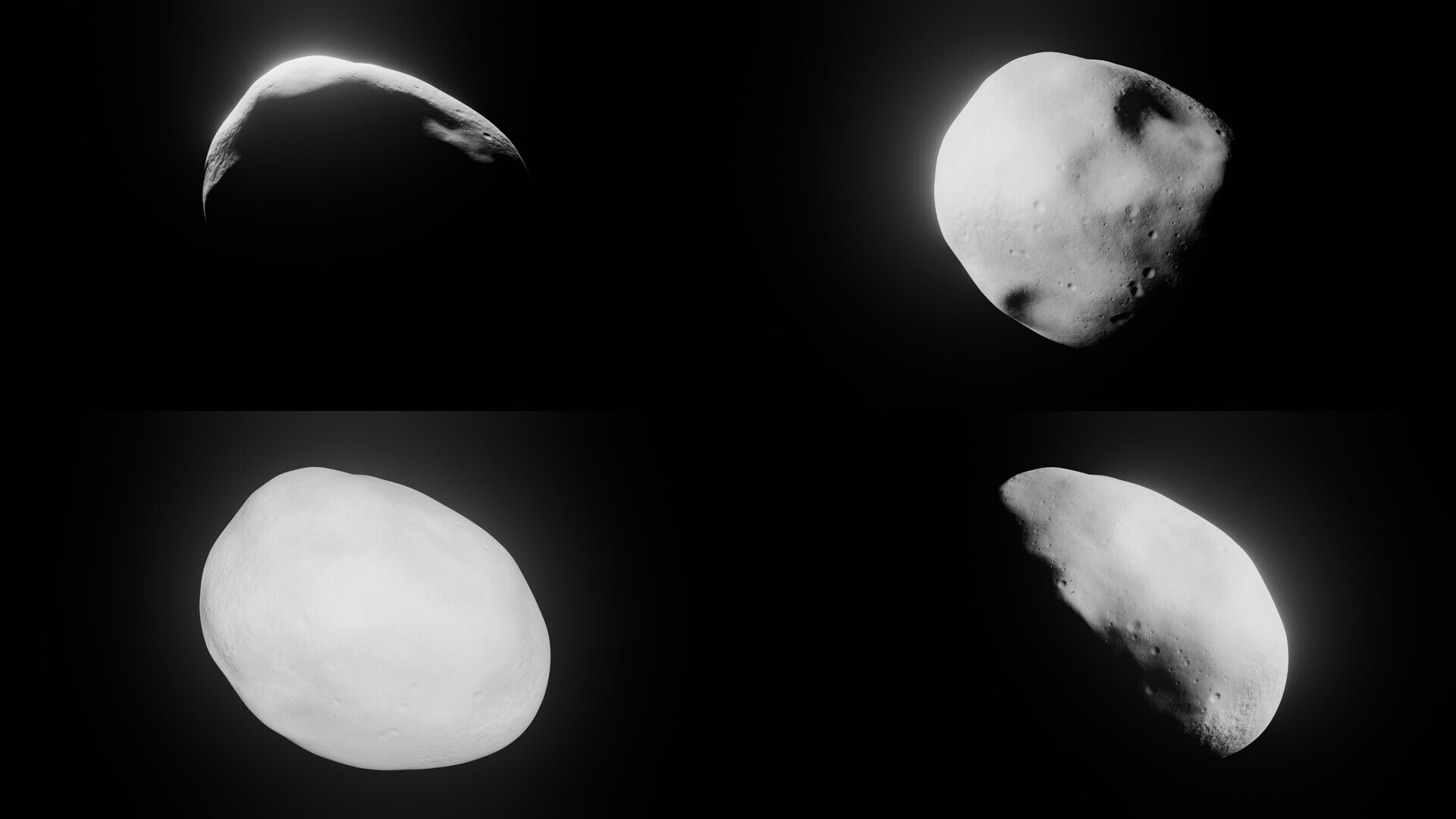 Последовательность смены фаз освещения различных типов астероидов