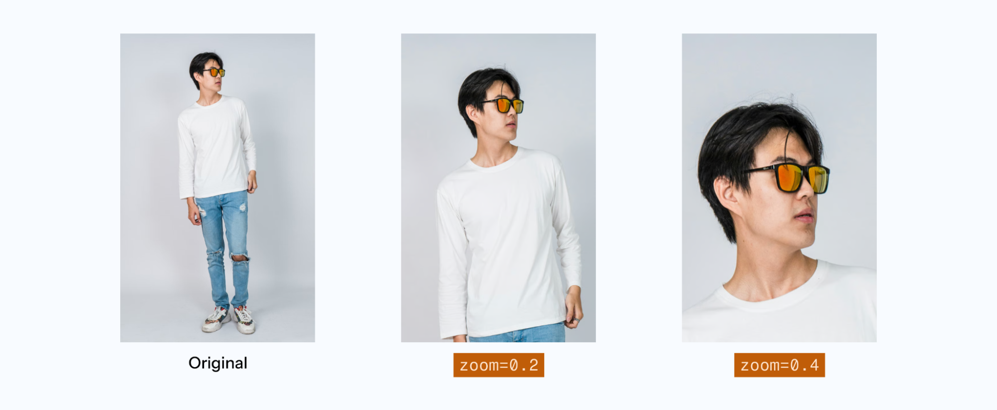 Мужчина в солнцезащитных очках демонстрирует продукт для электронной коммерции