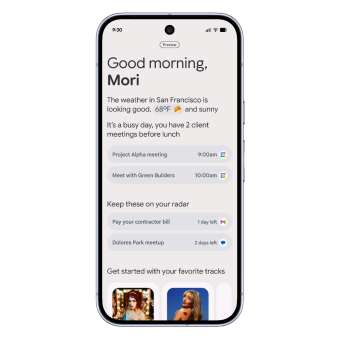 Персонализированная лента новостей Discover в смартфоне Google Pixel