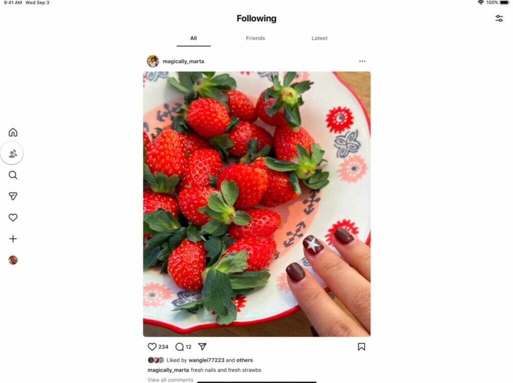 Скриншот с инстаграм для Ipad