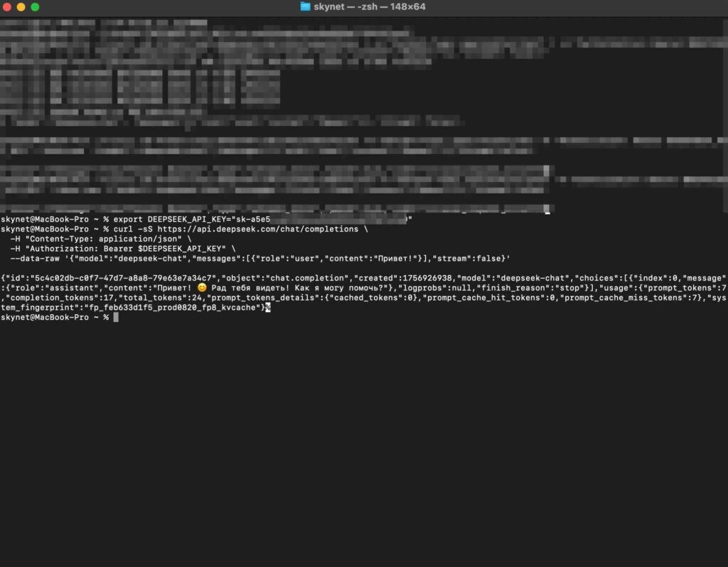 Проверка API Deepseek