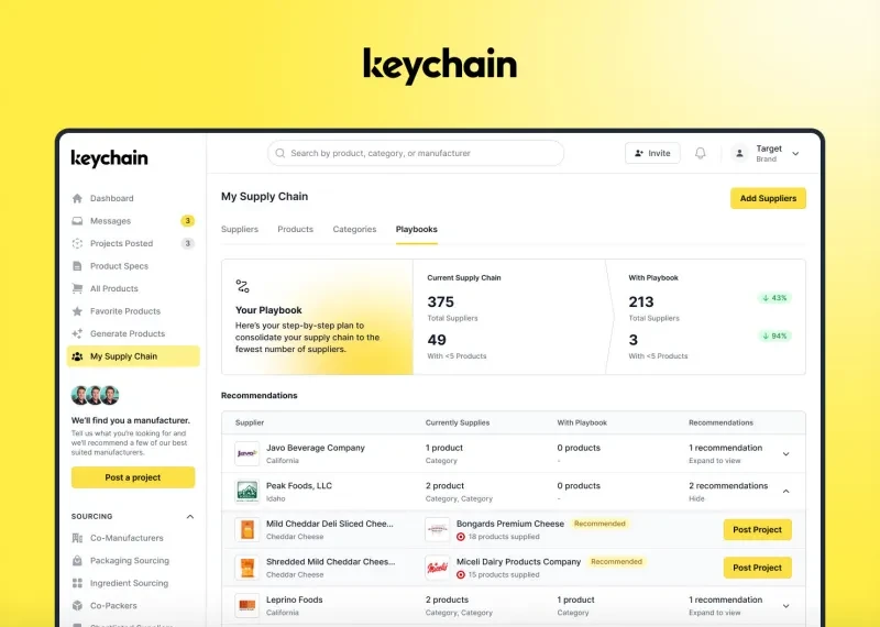Рекламный скриншот интерфейса операционной системы KeychainOS для производителей товаров