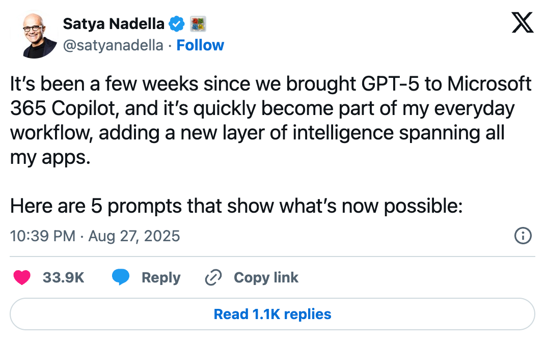 Featured image for satya nadella raskryl pyat promptov gpt 5 dlya totalnogo kontrolya produktivnosti