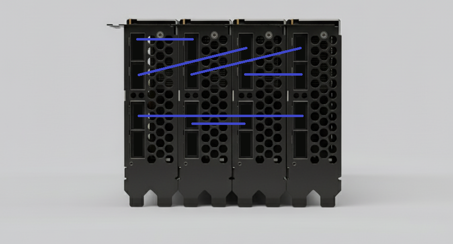 Диаграмма топологии сети для конфигурации сетки карт Tenstorrent Blackhole