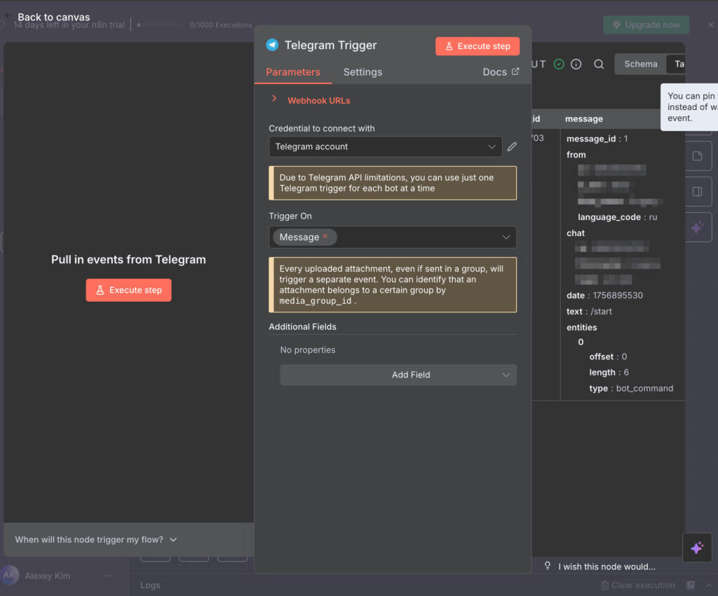 Связь между телеграм и n8n