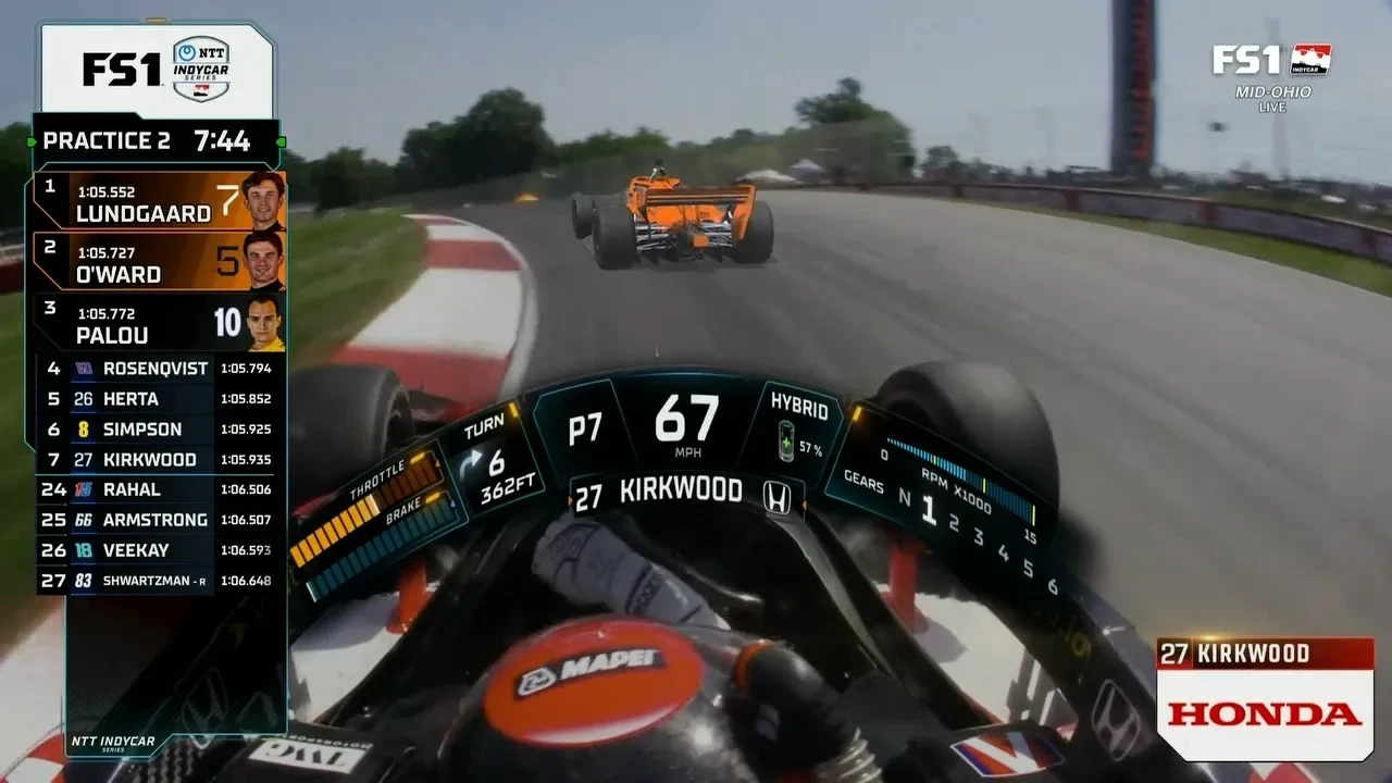 Призрачный автомобиль на широком плане во время телетрансляции автогонок