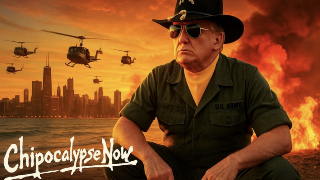 Сгенерированный ИИ пост в Truth Social со ссылкой на фильм 'Апокалипсис сегодня'