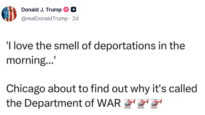 Пост Трампа в Truth Social с сообщением об угрозе военного вмешательства