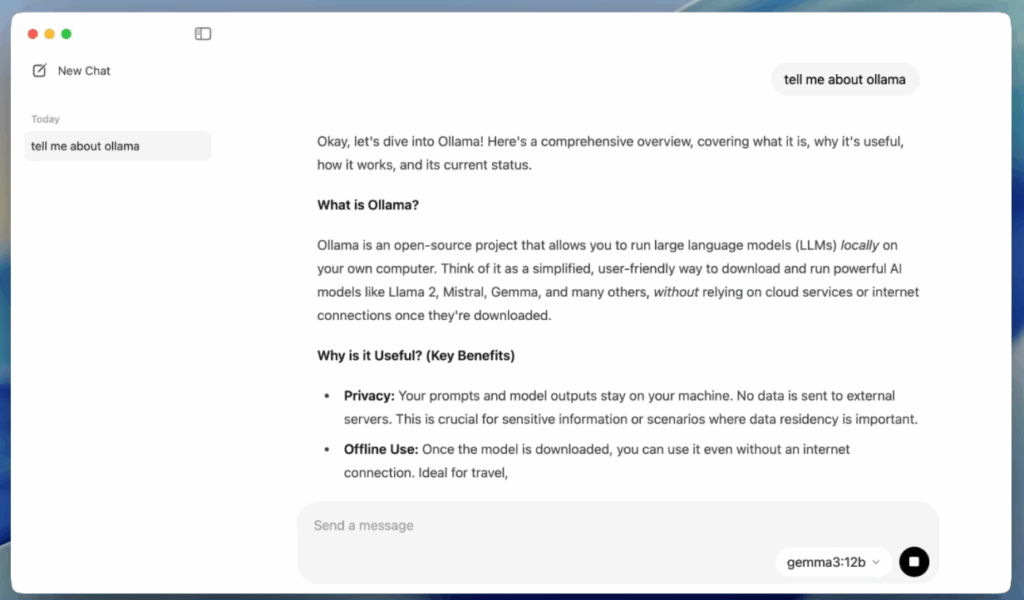 Ollama скриншот