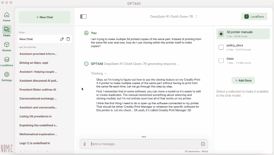 Скриншот GPT4ALL
