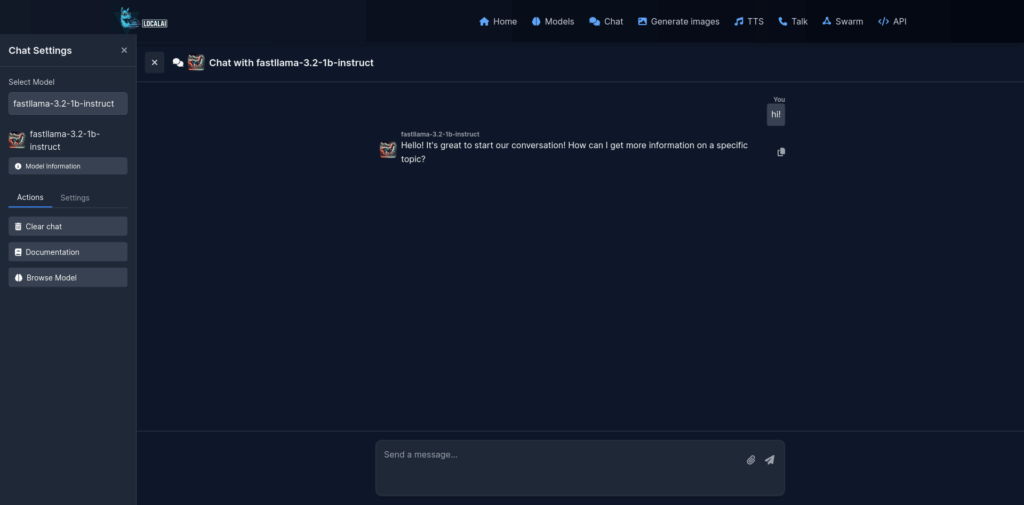 Скриншот LocalAI