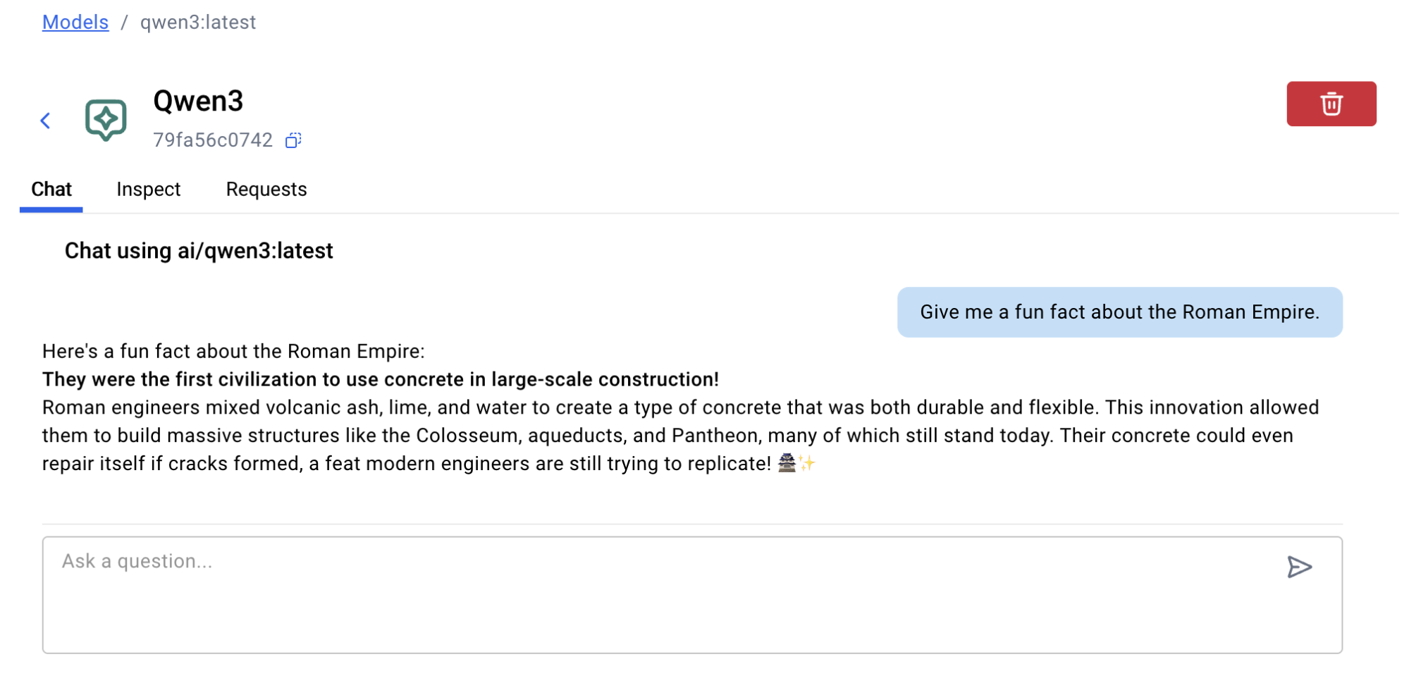 Интерфейс Docker Model Runner с выбором моделей
