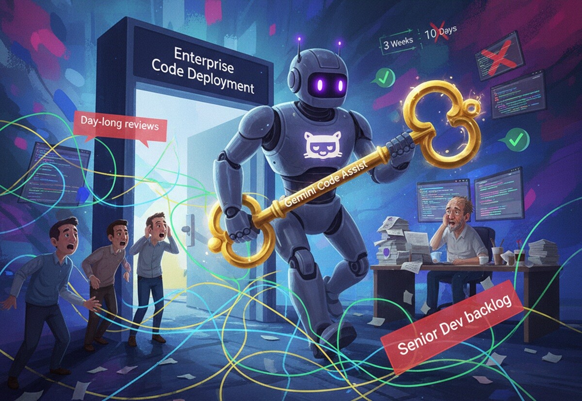 Featured image for google zapuskaet gemini code assist dlya github v korporativnoj versii