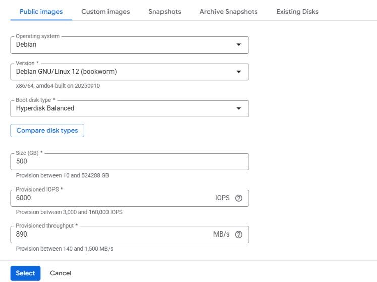 Настройки операционной системы и хранилища виртуальной машины C3