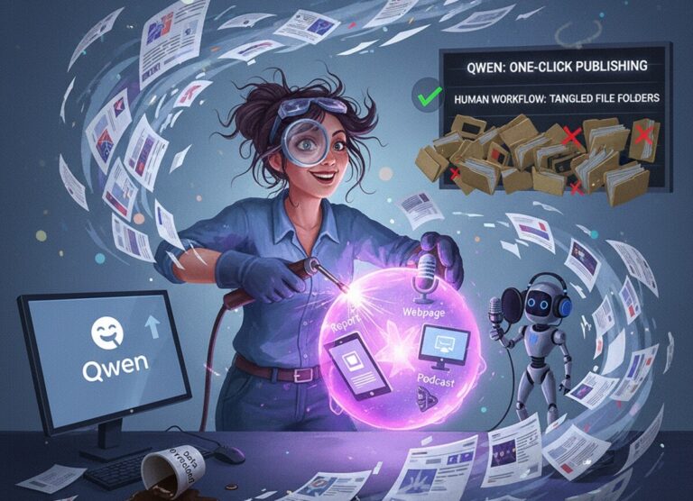 Featured image for qwen deep research teper generiruet veb stranitsy i podkasty iz otchetov ii