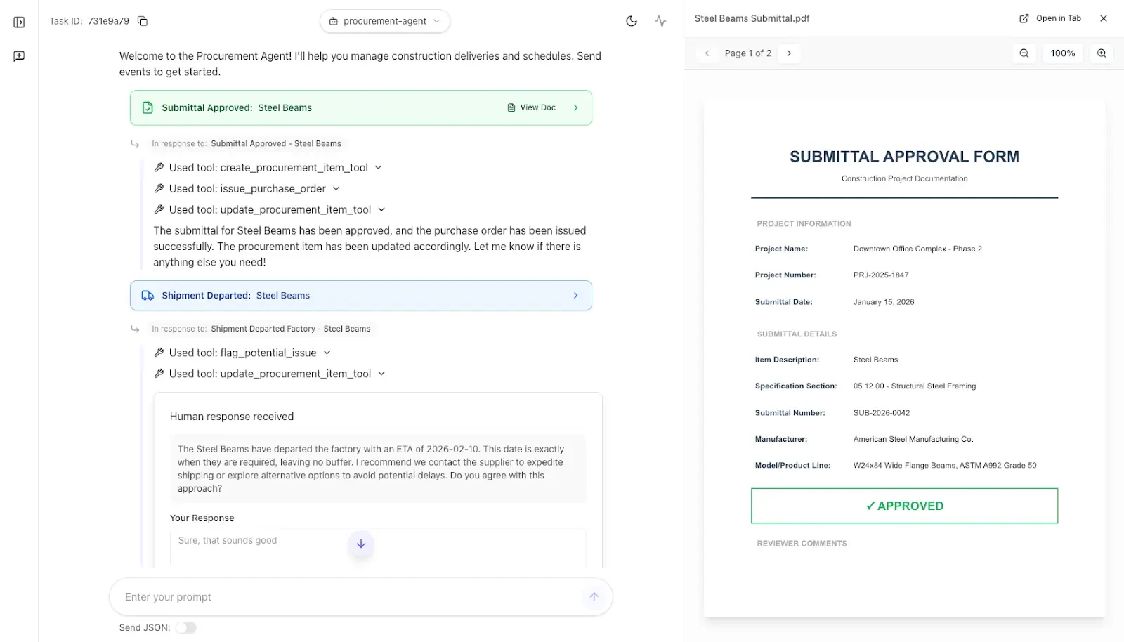 Диаграмма рабочего процесса агента закупок с участием человека в цикле