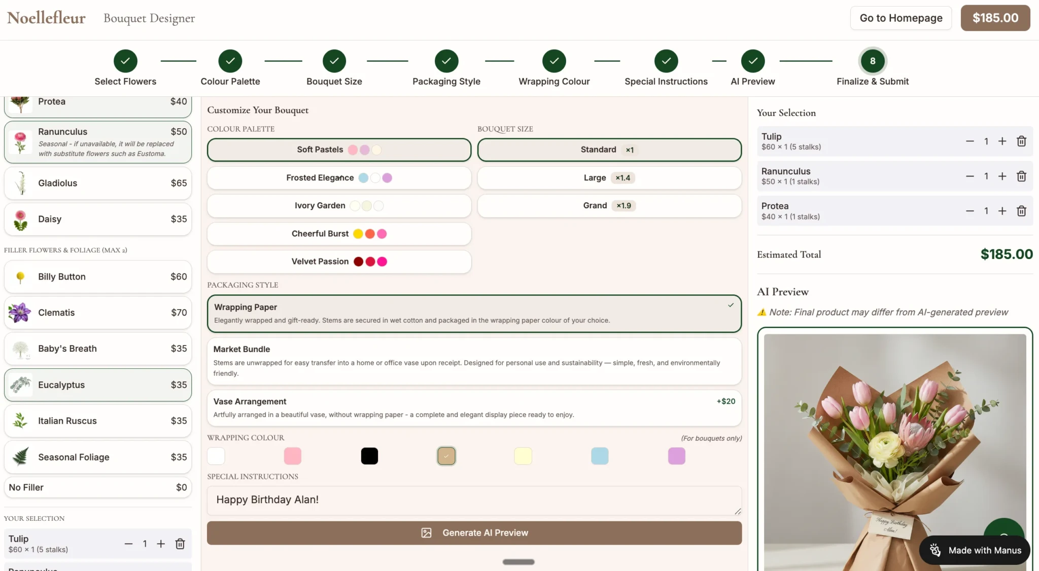 Фасад или рабочее пространство цветочного бутика Noelle Fleur в Сингапуре