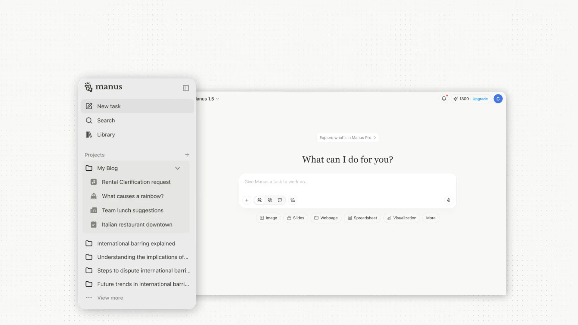 Баннер представления проектов Manus для автоматизации рабочих процессов с искусственным интеллектом