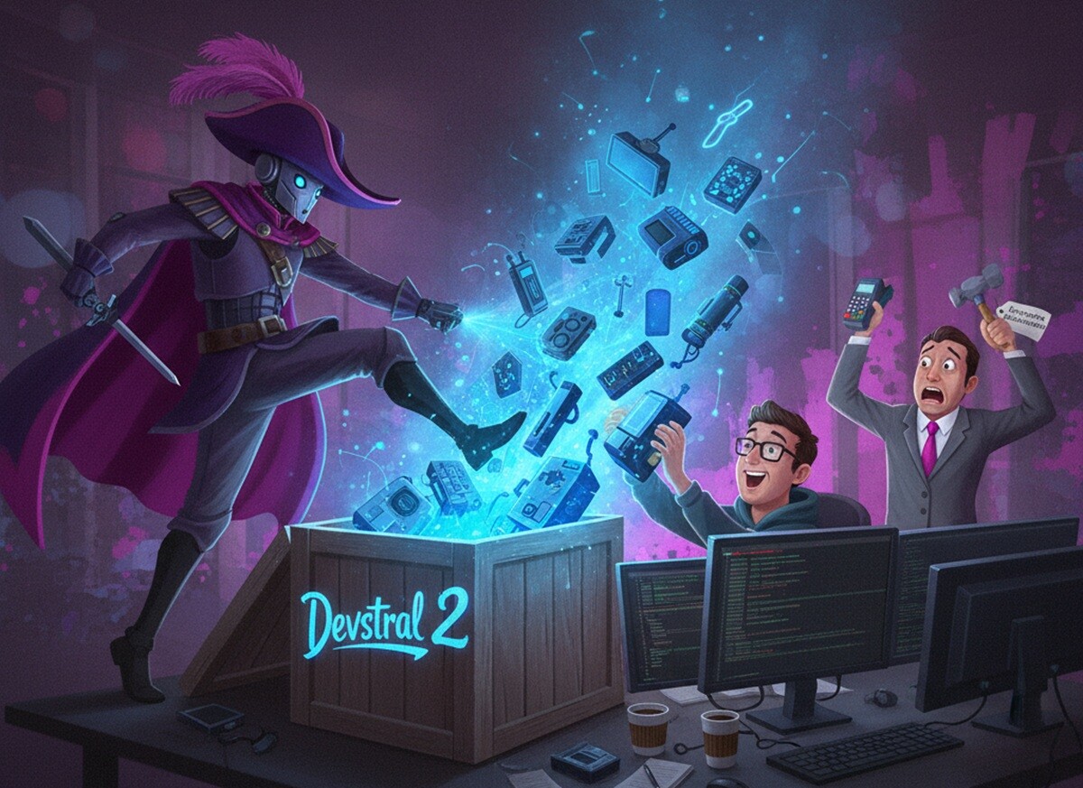 Featured image for mistral vypustila devstral 2 moshhnuyu model dlya programmistov s ogranichennoj litsenziej