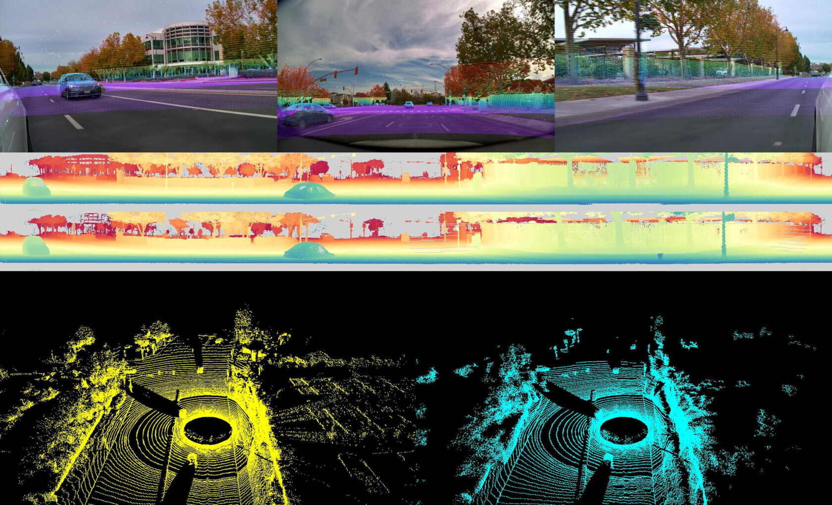 Примеры сгенерированных лидарных данных, созданных моделью LidarGen
